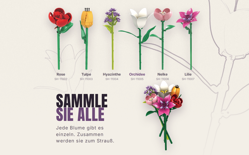 Stoneheap Klemmbaustein Einzelblume weiße orchidee