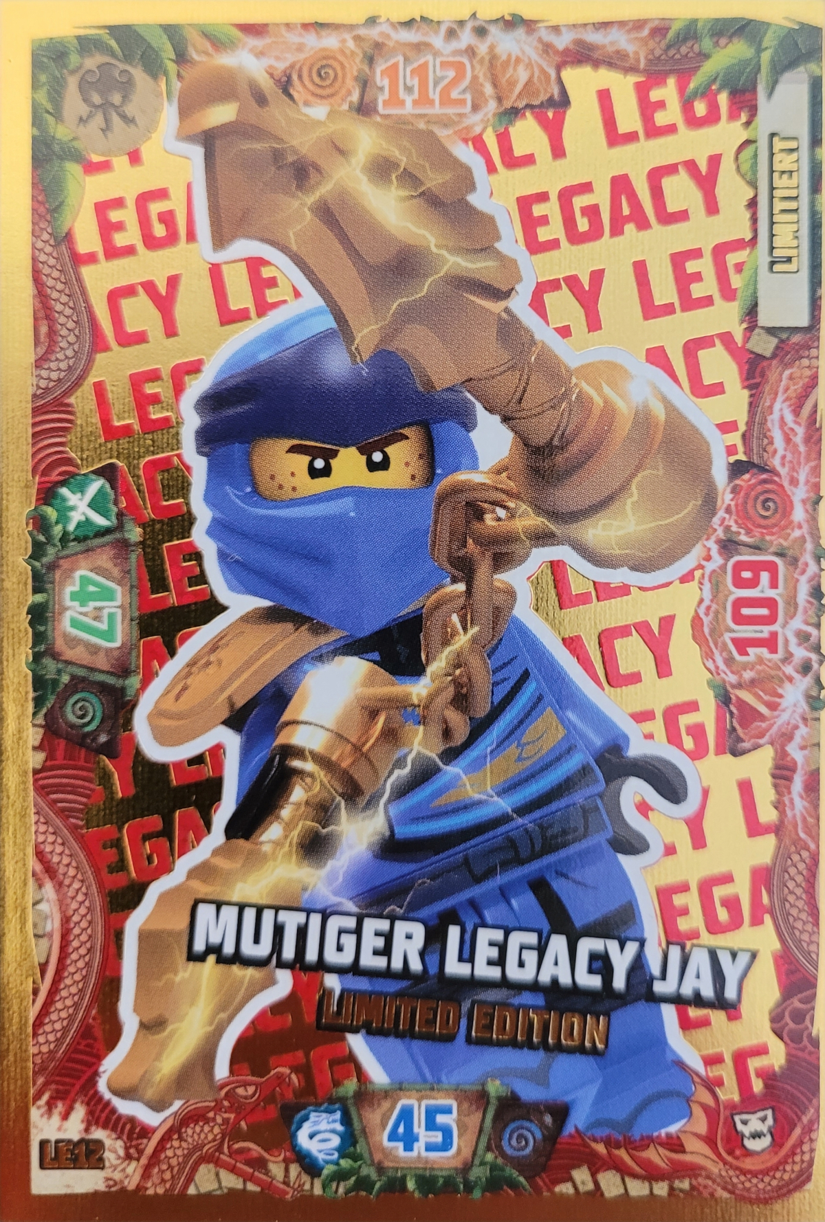 Lego Trading Card Kartenspiel Ninjago - Mutiger Legacy Jay - LE12 Lego Trading Card Kartenspiel Ninjago - Mutiger Legacy Jay - LE12
