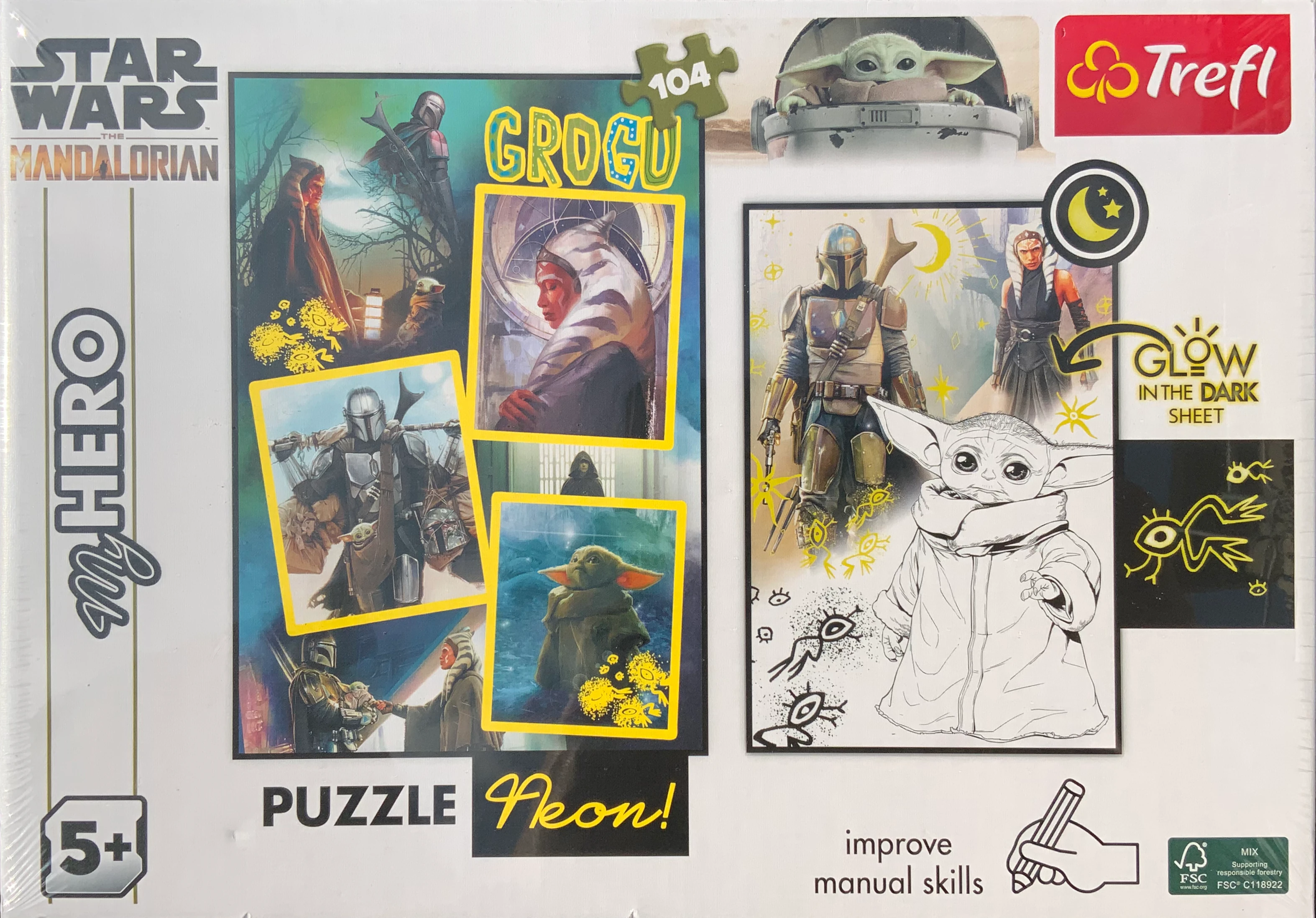 Puzzle Starwars my Hero Mandalorien Yoda neon