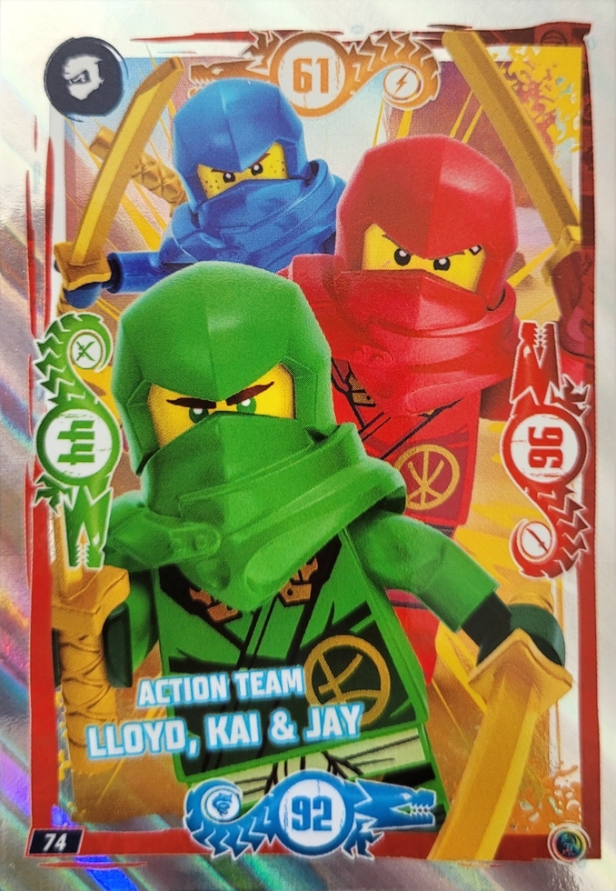Lego Ninjago Trading Card Action Team LLOYD, KAI & JAY- 74 - Serie 9 Lego Ninjago Trading Card Action Team LLOYD, KAI & JAY- 74 - Serie 9