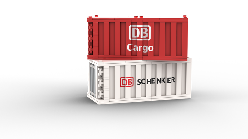 Container mit Deutsche Bahn logo Optik aus Klemmbausteinenen