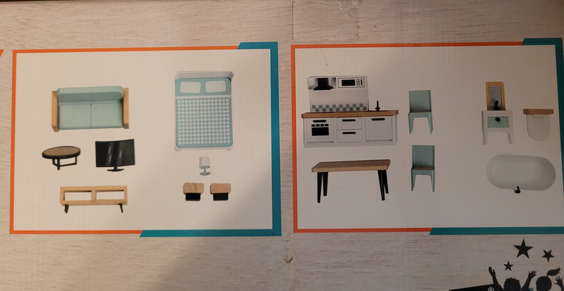 SEE10726 Puppenhaus aus Holz 3 Etagen mit Zubehoer 1