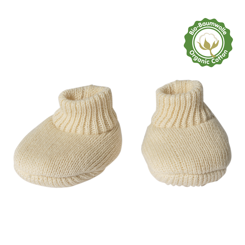 Puppen-Strickset mit Bommelmtze und Strickschuhen aus 100 Bio-Baumwolle 2-teilig, Gr. 35-45 cm
