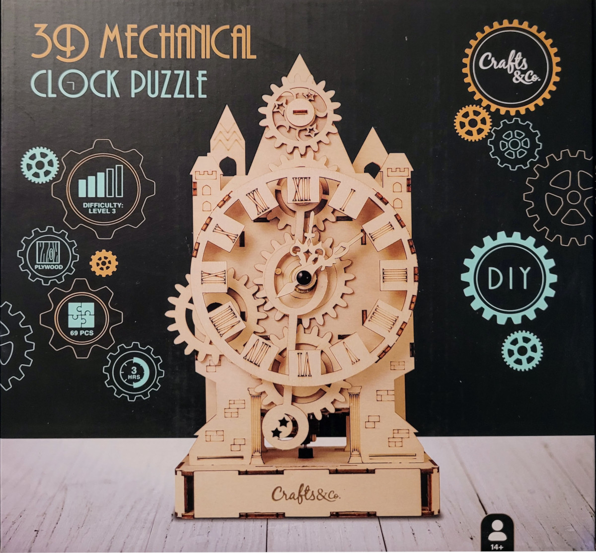 Holzpuzzle 3D mechanische Uhr