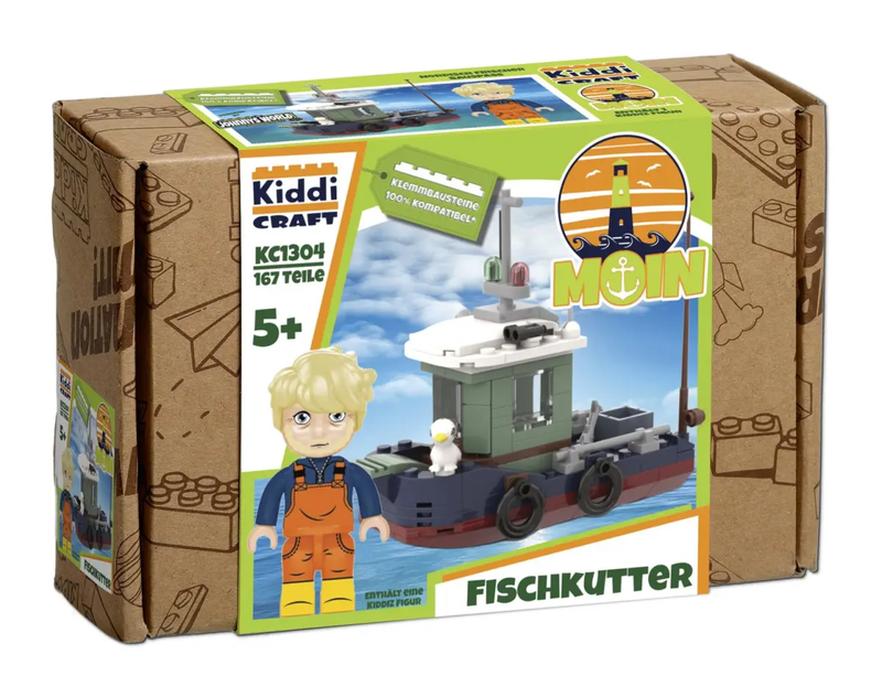 Holt die Netze ein mit dem Klemmbaustein Fischkutter. Und der Beifang kommt auch in die Pfanne.