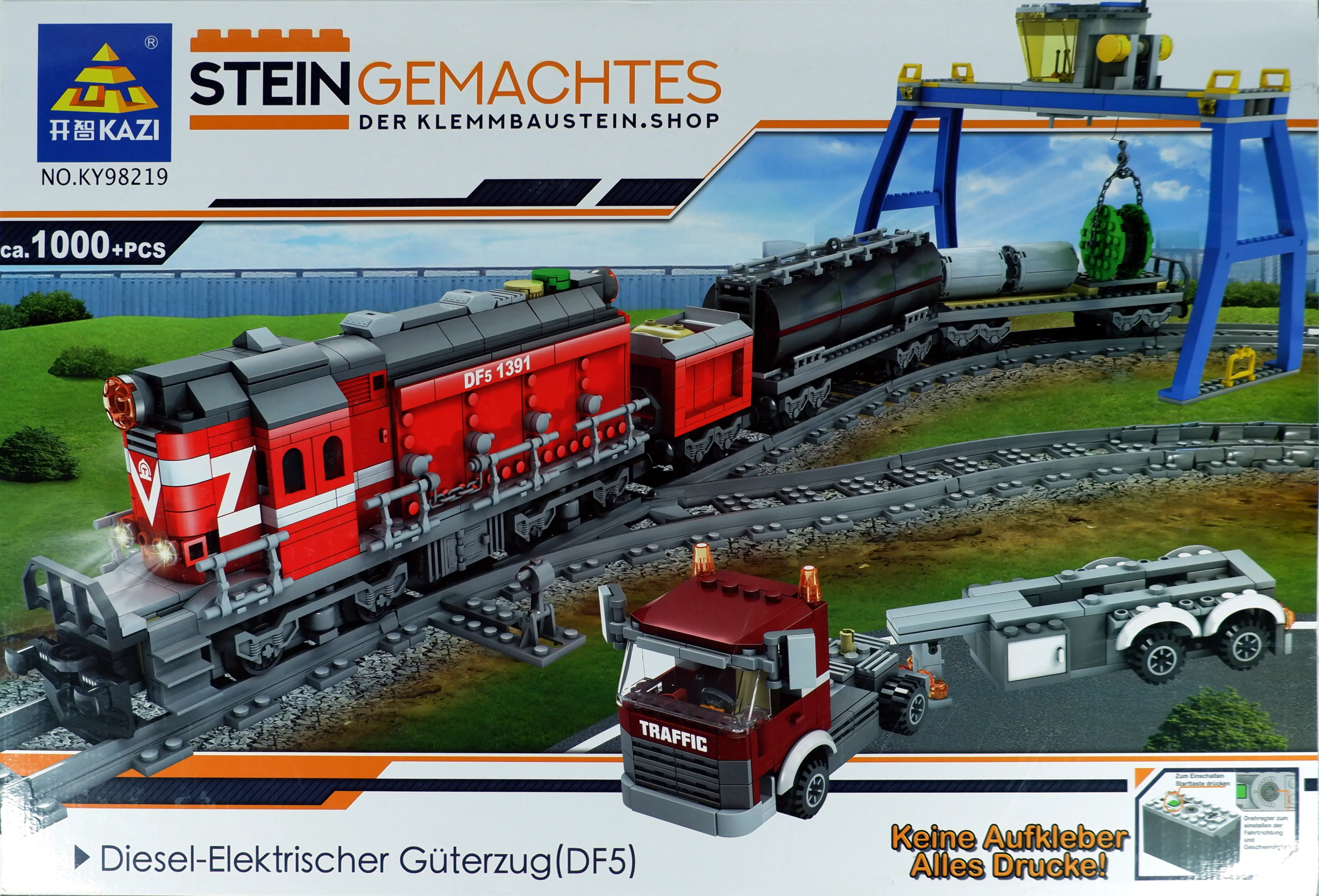 Eisenbahn Roter Diesel Güterzug mit Schienenkreis