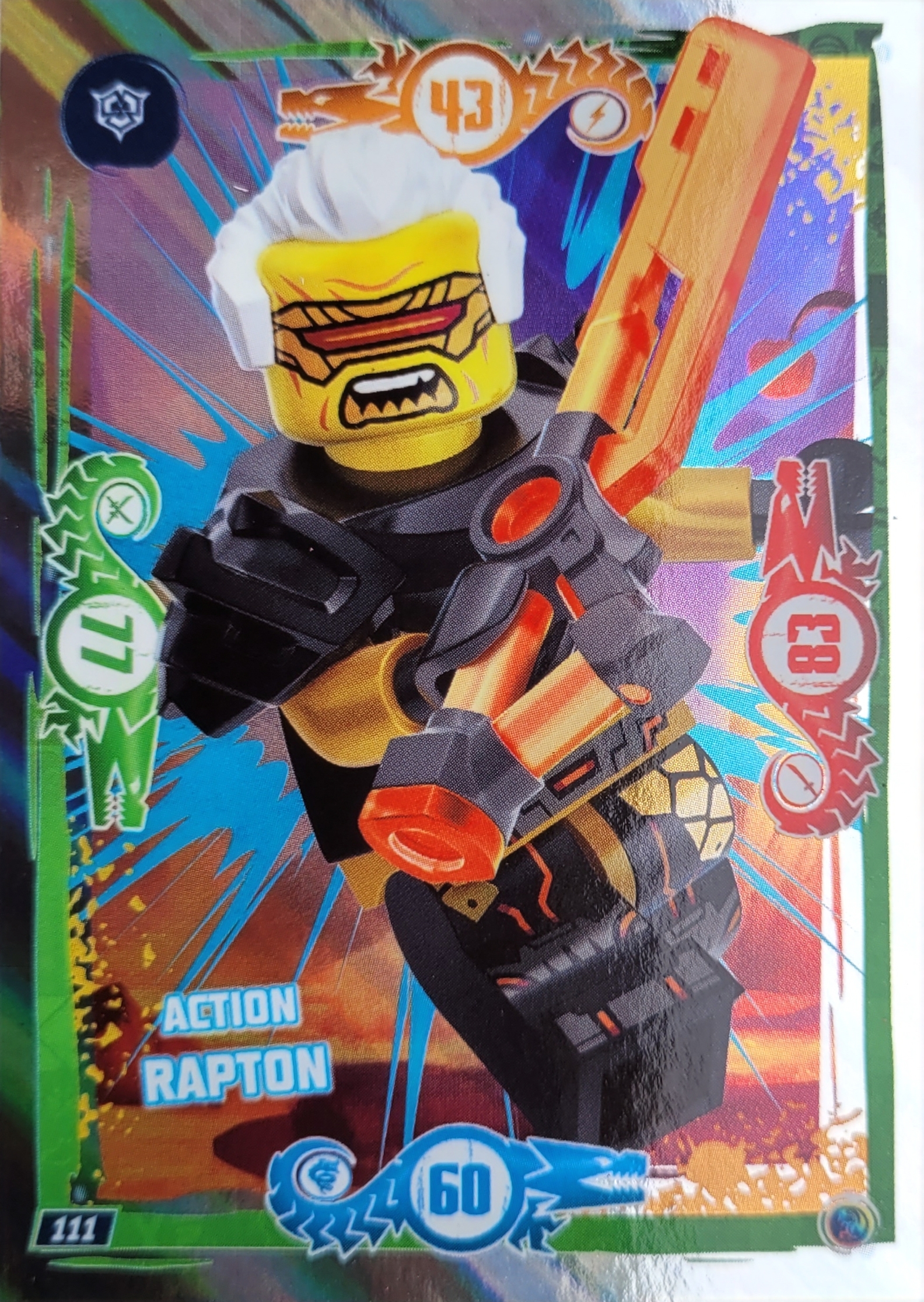 Lego Ninjago Trading Card -  Action Rapton - 111 - Serie 9