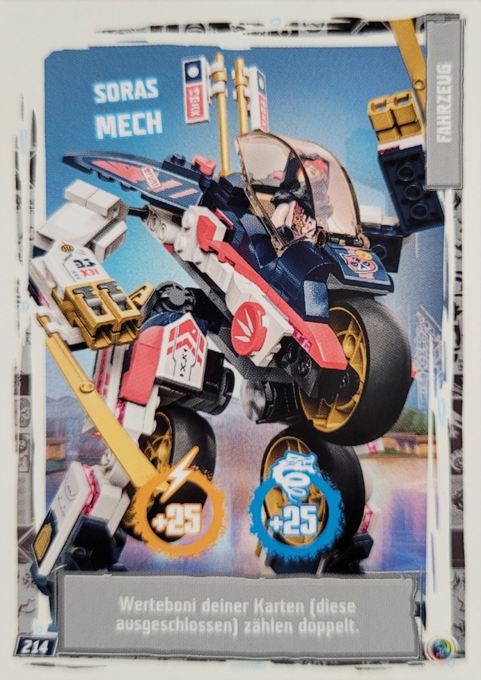  Lego Ninjago Trading Card Soras Mech- 214 - Serie 9