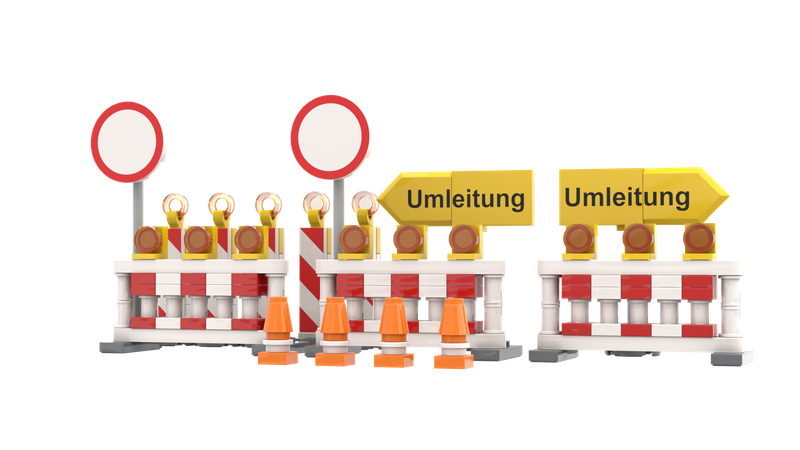 Klemmbausteinabsperrungen für die Klemmbaustein Baustelle