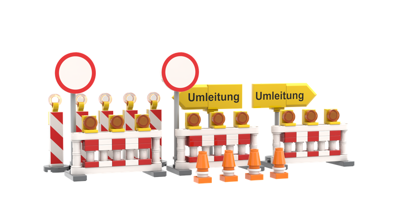 Klemmbausteinabsperrungen für die Klemmbaustein Baustelle