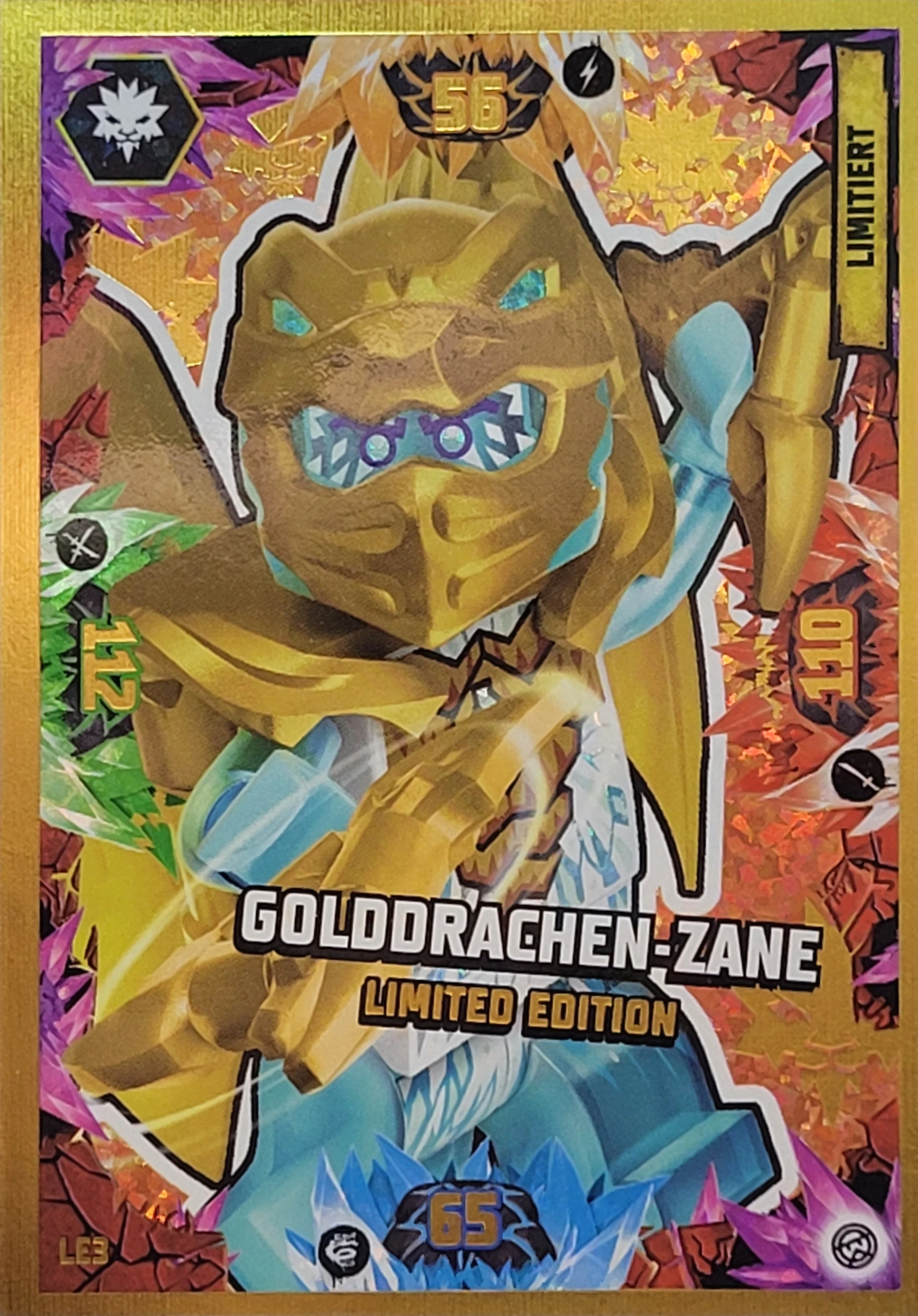 Lego Ninjago Trading Card Kartenspiel Golddrache Zane - LE3 - Serie 8 