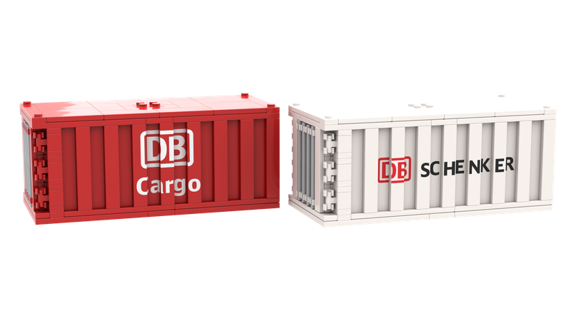 Container mit Deutsche Bahn logo Optik aus Klemmbausteinenen