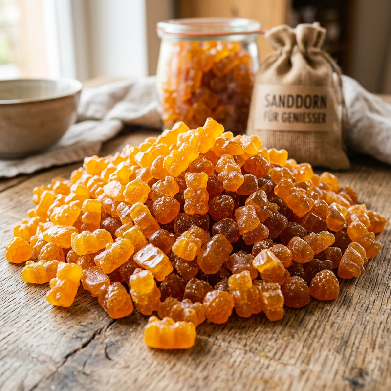 SEE11791 Sanddorn-Gummibaeren Gluecksmomente 100g 1