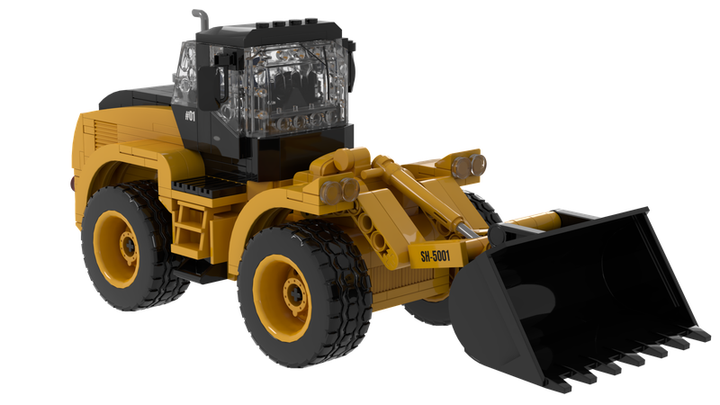 ein Radlader aus Klemmbausteinen für die Klemmbaustein Baustelle