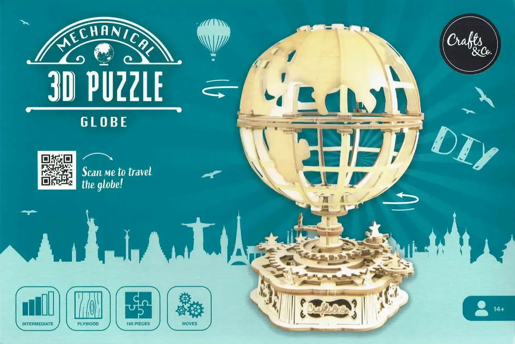 Holzpuzzle 3D Mechanisch Globus