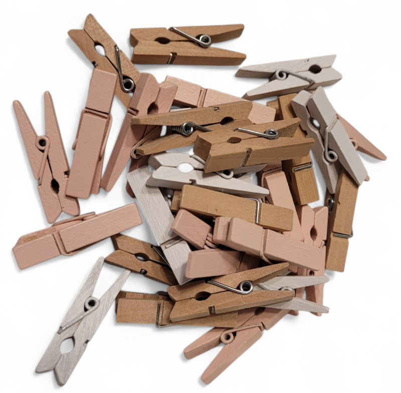 SEE11618 Deko Mini Klammer Waeschaklammer Weiss _ Holz _ Rosa _ Blau 1