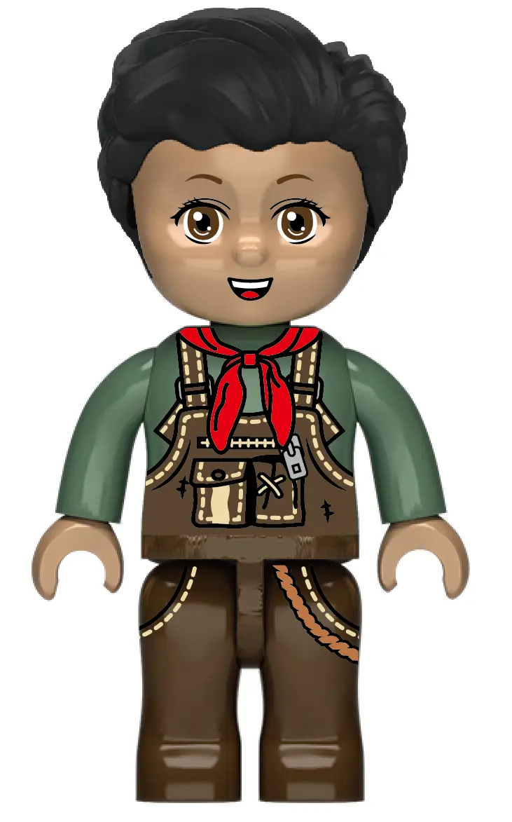 Ein Trekker Traktor aus Klemmbausteinen mit Anhänger und eirner Spielfigur