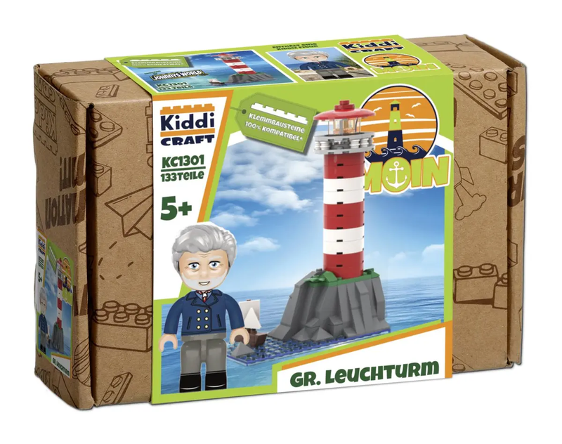 Der grosse Leuchturm aus Klemmbausteinen mit Kiddicraft Figur