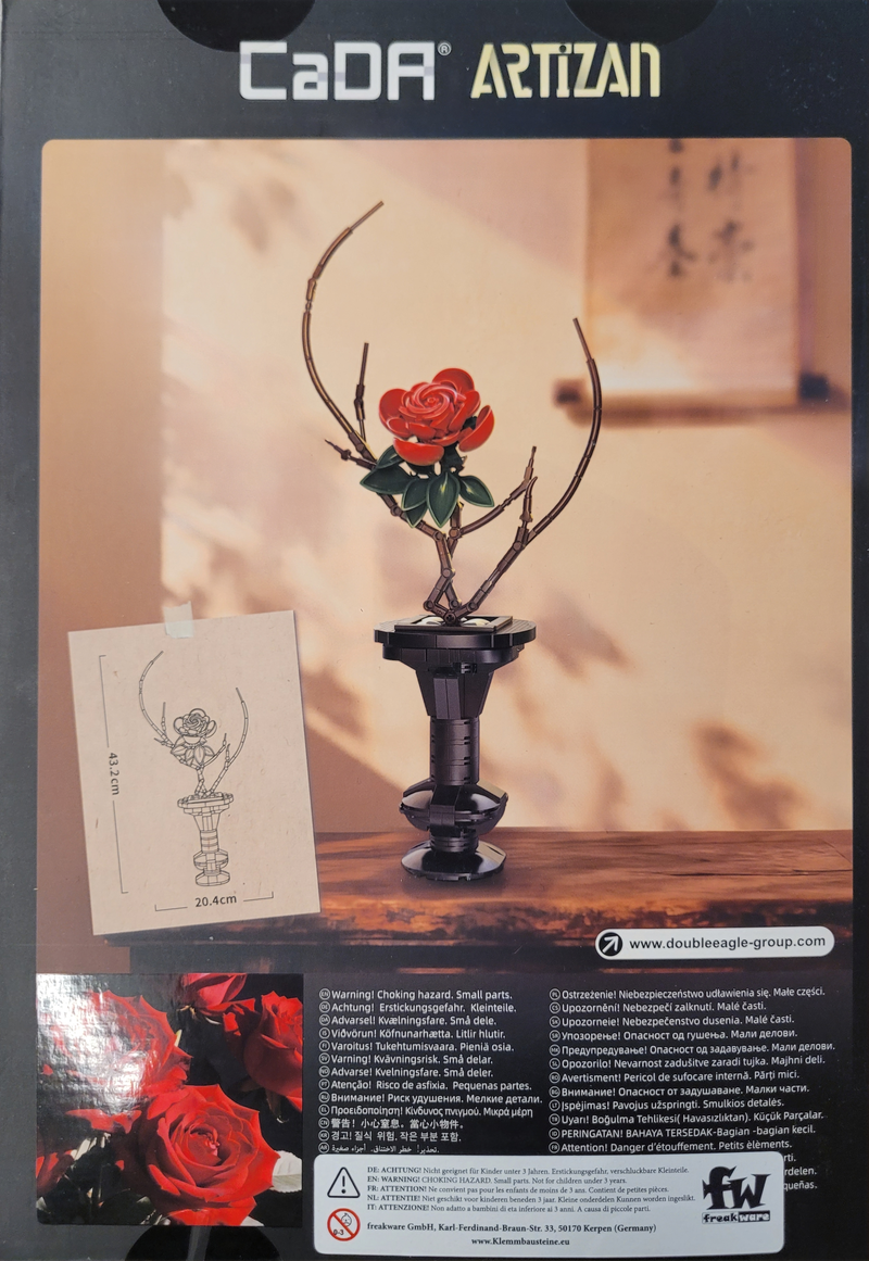 Cada Rose mit Vase aus Klemmbausteinen