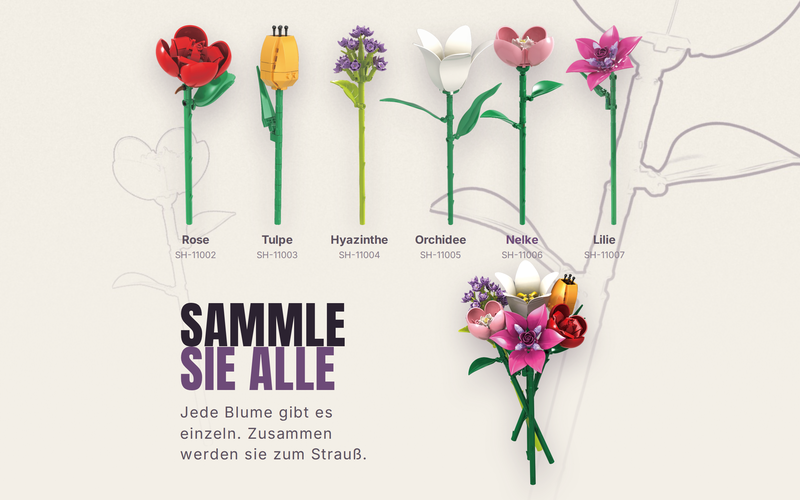 Stoneheap Klemmbaustein Einzelblume rosa nelke
