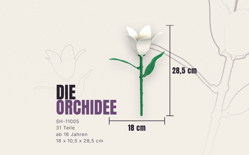 Stoneheap Klemmbaustein Einzelblume weiße orchidee