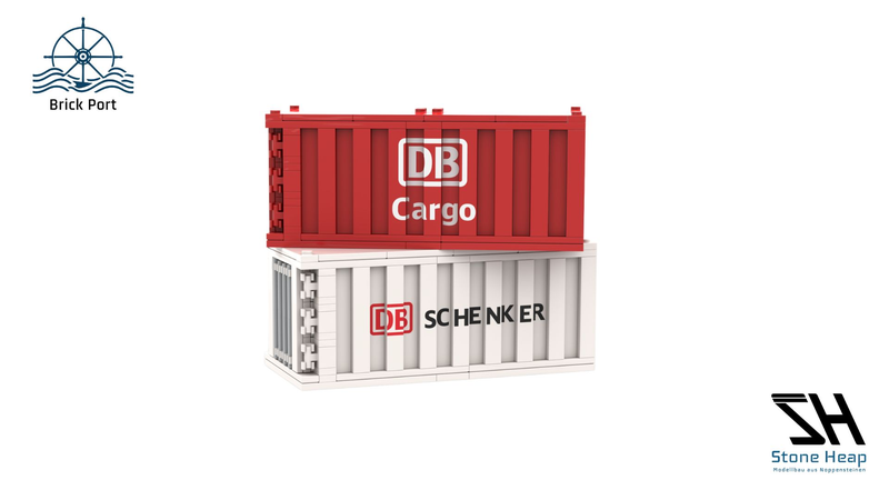 Container mit Deutsche Bahn logo Optik aus Klemmbausteinenen