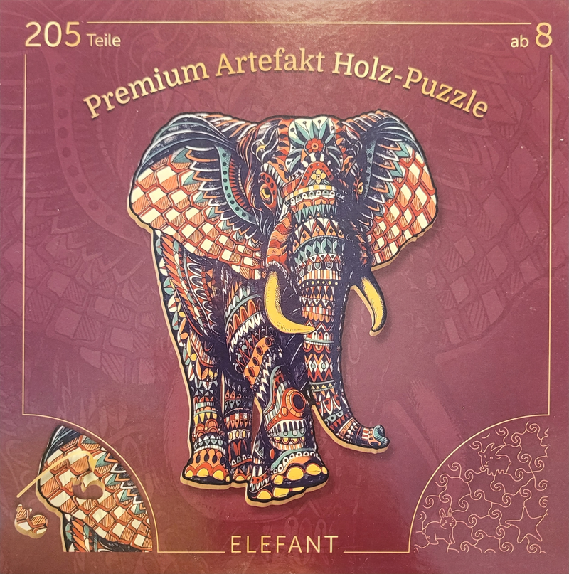SEE11114 Premium Artefakt Holz Puzzle Elephant Elefant 1