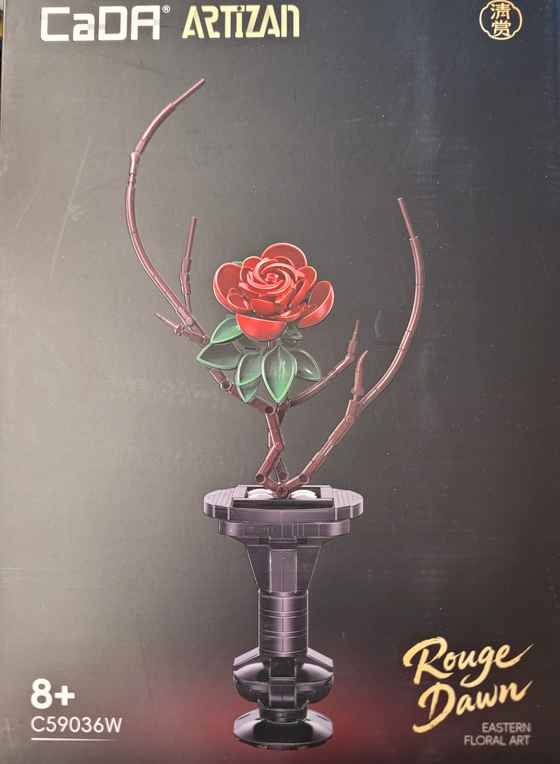 Cada Rose mit Vase aus Klemmbausteinen