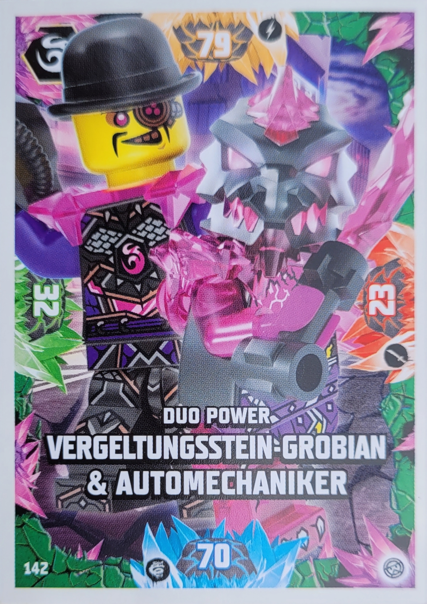 Lego Ninjago Trading Card - Duo Power Vergeltungsstein-Grobian & Automechaniker  - 142 - Serie 8